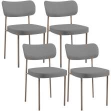 Kit 04 Cadeiras Decorativa Estofada Para Sala de Jantar Melina Base Arena L02 Linho Cinza Escuro - Lyam Decor