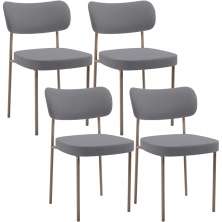 Kit 04 Cadeiras Decorativa Estofada Para Sala de Jantar Melina Base Arena L02 Suede Cinza - Lyam Decor