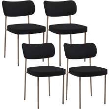 Kit 04 Cadeiras Decorativa Estofada Para Sala de Jantar Melina Base Arena L02 Suede Rosê - Lyam Decor