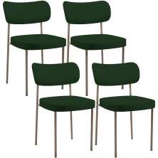 Kit 04 Cadeiras Decorativa Estofada Para Sala de Jantar Melina Base Arena L02 Suede Verde Musgo - Lyam Decor