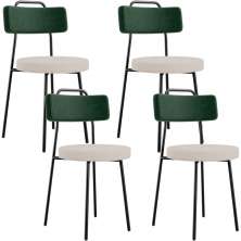 Kit 04 Cadeiras Decorativa Estofada Sala Jantar Barcelona L02 Facto Verde Musgo Linho Bege - Lyam