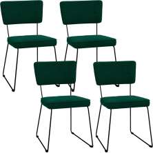 Kit 04 Cadeiras Decorativas Estofada Base De Aço Allana L02 Bouclê Verde - Lyam Decor