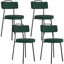 Kit 04 Cadeiras Decorativas Estofada Para Sala De Jantar Barcelona L02 Bouclê Verde - Lyam Decor