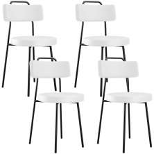 Kit 04 Cadeiras Decorativas Estofada Para Sala De Jantar Barcelona L02 Facto Branco - Lyam Decor