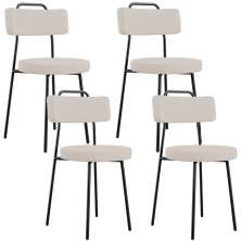 Kit 04 Cadeiras Decorativas Estofada Para Sala De Jantar Barcelona L02 Linho Bege - Lyam Decor