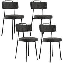 Kit 04 Cadeiras Decorativas Estofada Para Sala De Jantar Barcelona L02 Linho Chumbo - Lyam Decor
