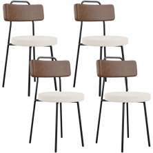 Kit 04 Cadeiras Decorativas Estofada Sala Jantar Barcelona L02 Couríssimo Marrom Linho Cru - Lyam