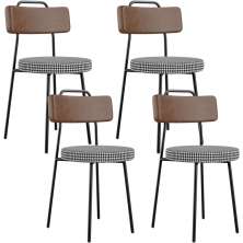 Kit 04 Cadeiras Decorativas Estofada Sala Jantar Barcelona L02 Couríssimo Marrom Pied Poule - Lyam