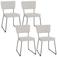 Kit 04 Cadeiras Decorativas Para Sala De Jantar Allana L02 Bouclê Cru - Lyam