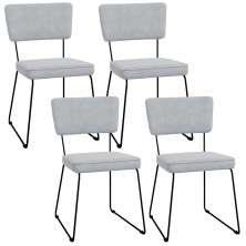 Kit 04 Cadeiras Decorativas Para Sala De Jantar Allana L02 Suede Cinza - Lyam Decor