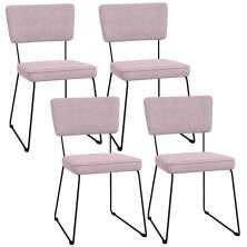 Kit 04 Cadeiras Decorativas Para Sala De Jantar Allana L02 Suede Rosê - Lyam Decor