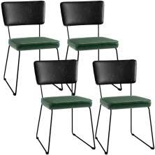 Kit 04 Cadeiras Decorativas Sala Jantar Allana L02 Couríssimo Preto Facto Verde Musgo - Lyam Decor