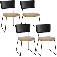 Kit 04 Cadeiras Decorativas Sala Jantar Allana L02 Couríssimo Preto Linho Bege Escuro - Lyam Decor