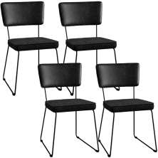 Kit 04 Cadeiras Decorativas Sala Jantar Allana L02 Couríssimo Preto Linho Chumbo - Lyam Decor