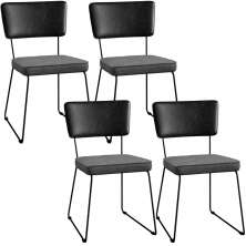 Kit 04 Cadeiras Decorativas Sala Jantar Allana L02 Couríssimo Preto Linho Cinza Escuro - Lyam Decor