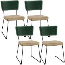Kit 04 Cadeiras Decorativas Sala Jantar Allana L02 Facto Verde Musgo Linho Bege Escuro - Lyam Decor