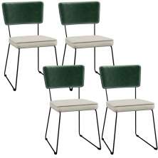 Kit 04 Cadeiras Decorativas Sala Jantar Allana L02 Facto Verde Musgo Linho Champagne - Lyam Decor