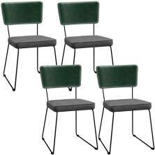 Kit 04 Cadeiras Decorativas Sala Jantar Allana L02 Facto Verde Musgo Linho Cinza Escuro - Lyam Decor