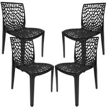 Kit 04 Cadeiras Decorativas Sala de Jantar Gruvyer F03 Preto - Lyam Decor