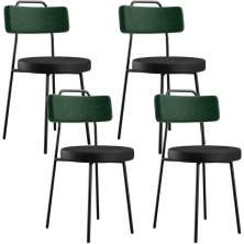 Kit 04 Cadeiras Estofada Para Sala Jantar Barcelona L02 Facto Verde Musgo Couríssimo Preto - Lyam