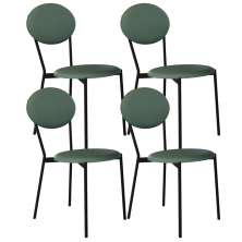 Kit 04 Cadeiras Estofada Para Sala de Jantar Azuri Preto C01 Courino Verde Sálvia - Lyam Decor