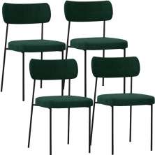 Kit 04 Cadeiras Estofadas Para Sala De Jantar Melina L02 Bouclê Verde - Lyam Decor