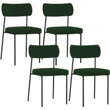 Kit 04 Cadeiras Estofadas Para Sala De Jantar Melina L02 Suede Verde Musgo - Lyam Decor