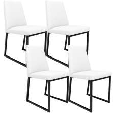 Kit 04 Cadeiras Para Sala De Jantar Base Aço Industrial Preto Dafne L02 Corano Branco - Lyam Decor