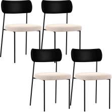 Kit 04 Cadeiras Para Sala De Jantar Melina L02 Couríssimo Preto Suede Bege - Lyam Decor