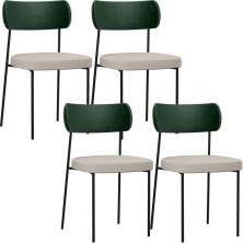 Kit 04 Cadeiras Para Sala De Jantar Melina L02 Facto Verde Musgo Linho Cru - Lyam Decor