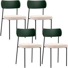 Kit 04 Cadeiras Para Sala De Jantar Melina L02 Facto Verde Musgo Suede Bege - Lyam Decor