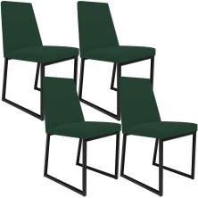 Kit 04 Cadeiras Para Sala Jantar Base Aço Industrial Preto Dafne L02 Suede Verde Musgo - Lyam Decor
