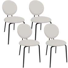 Kit 04 Cadeiras Para Sala de Jantar Cozinha Évora L02 Bouclê Cru - Lyam