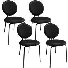Kit 04 Cadeiras Para Sala de Jantar Cozinha Évora L02 Couríssimo Preto - Lyam