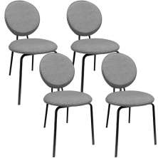 Kit 04 Cadeiras Para Sala de Jantar Cozinha Évora L02 Linho Cinza Escuro - Lyam