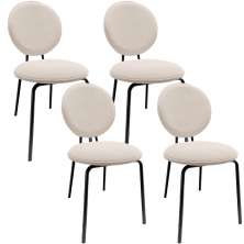 Kit 04 Cadeiras Para Sala de Jantar Cozinha Évora L02 Suede Bege - Lyam