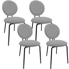 Kit 04 Cadeiras Para Sala de Jantar Cozinha Évora L02 Suede Cinza - Lyam