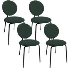 Kit 04 Cadeiras Para Sala de Jantar Cozinha Évora L02 Suede Verde Musgo - Lyam