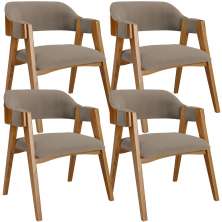 Kit 04 Cadeiras Para Sala de Jantar e Estar Living Estofada Suran L02 Bouclê Bege - Lyam