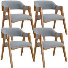 Kit 04 Cadeiras Para Sala de Jantar e Estar Living Estofada Suran L02 Bouclê Cinza - Lyam