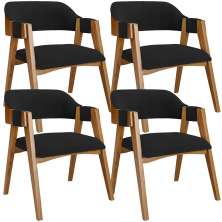 Kit 04 Cadeiras Para Sala de Jantar e Estar Living Estofada Suran L02 Bouclê Preto - Lyam