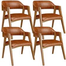 Kit 04 Cadeiras Para Sala de Jantar e Estar Living Estofada Suran L02 Couríssimo Camel - Lyam