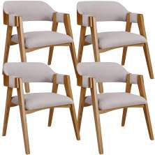 Kit 04 Cadeiras Para Sala de Jantar e Estar Living Estofada Suran L02 Linho Bege - Lyam