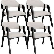 Kit 04 Cadeiras Para Sala de Jantar e Estar Living Estofada Suran L02 Preto Bouclê Cru - Lyam