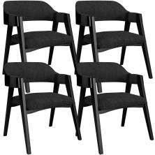 Kit 04 Cadeiras Para Sala de Jantar e Estar Living Estofada Suran L02 Preto Linho Chumbo - Lyam