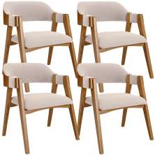 Kit 04 Cadeiras Para Sala de Jantar e Estar Living Estofada Suran L02 Suede Bege - Lyam