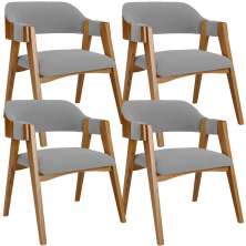 Kit 04 Cadeiras Para Sala de Jantar e Estar Living Estofada Suran L02 Suede Cinza - Lyam