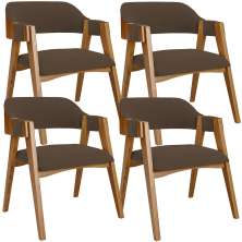 Kit 04 Cadeiras Para Sala de Jantar e Estar Living Estofada Suran L02 Suede Marrom - Lyam