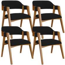 Kit 04 Cadeiras Para Sala de Jantar e Estar Living Estofada Suran L02 Suede Preto - Lyam