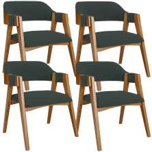 Kit 04 Cadeiras Para Sala de Jantar e Estar Living Estofada Suran L02 Suede Verde Musgo - Lyam